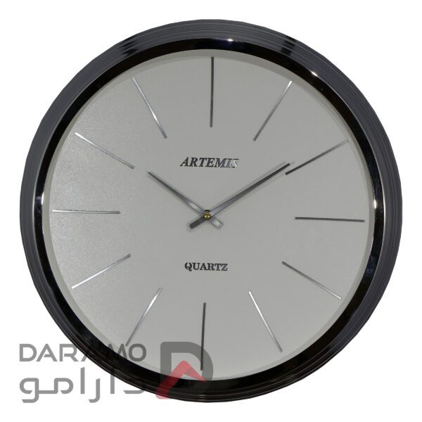 ساعت دیواری آرتمیس مدل 2042 نقره ای صفحه سفید