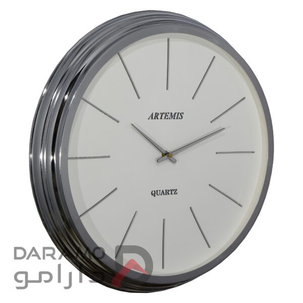 ساعت دیواری آرتمیس مدل 2042 نقره ای صفحه سفید - Image 3