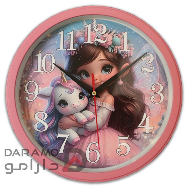 ساعت دیواری سیتیزن رنگ صورتی عکس اسب تک شاخ