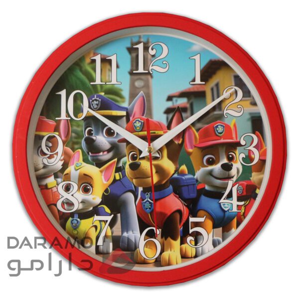 ساعت دیواری سیتیزن رنگ قرمز عکس سگ های نگهبان