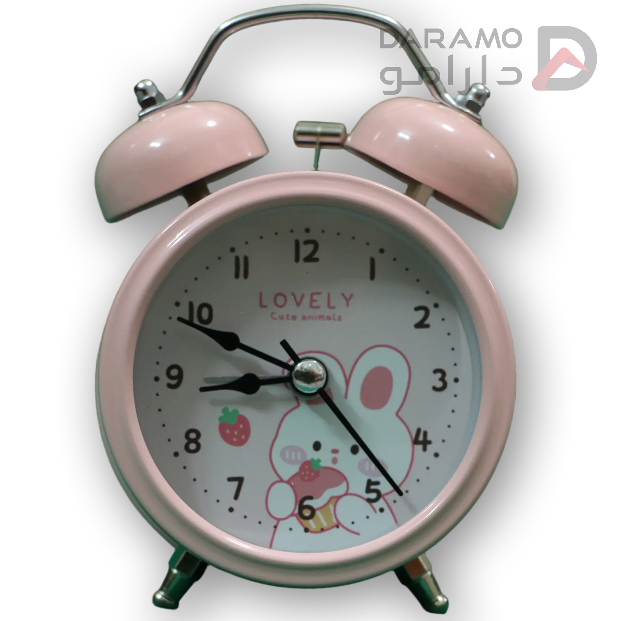 ساعت رومیزی زنگ دار برند لاولی رنگ صورتی