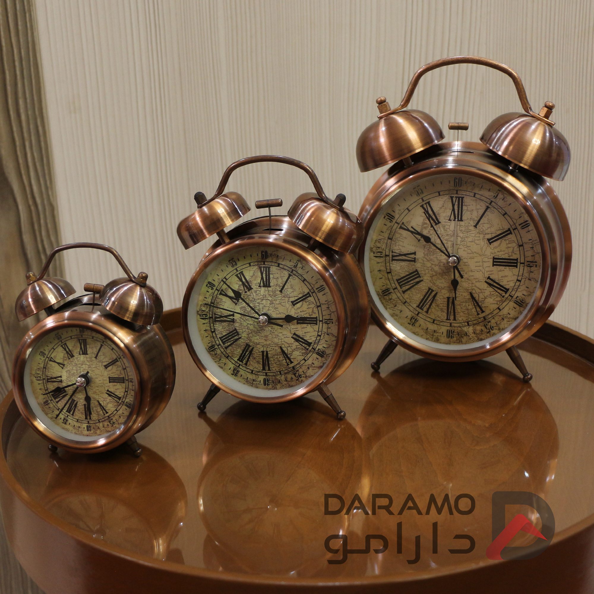 ساعت رومیزی آبکاری زنگ دار برند لاولی رنگ مسی - Image 5