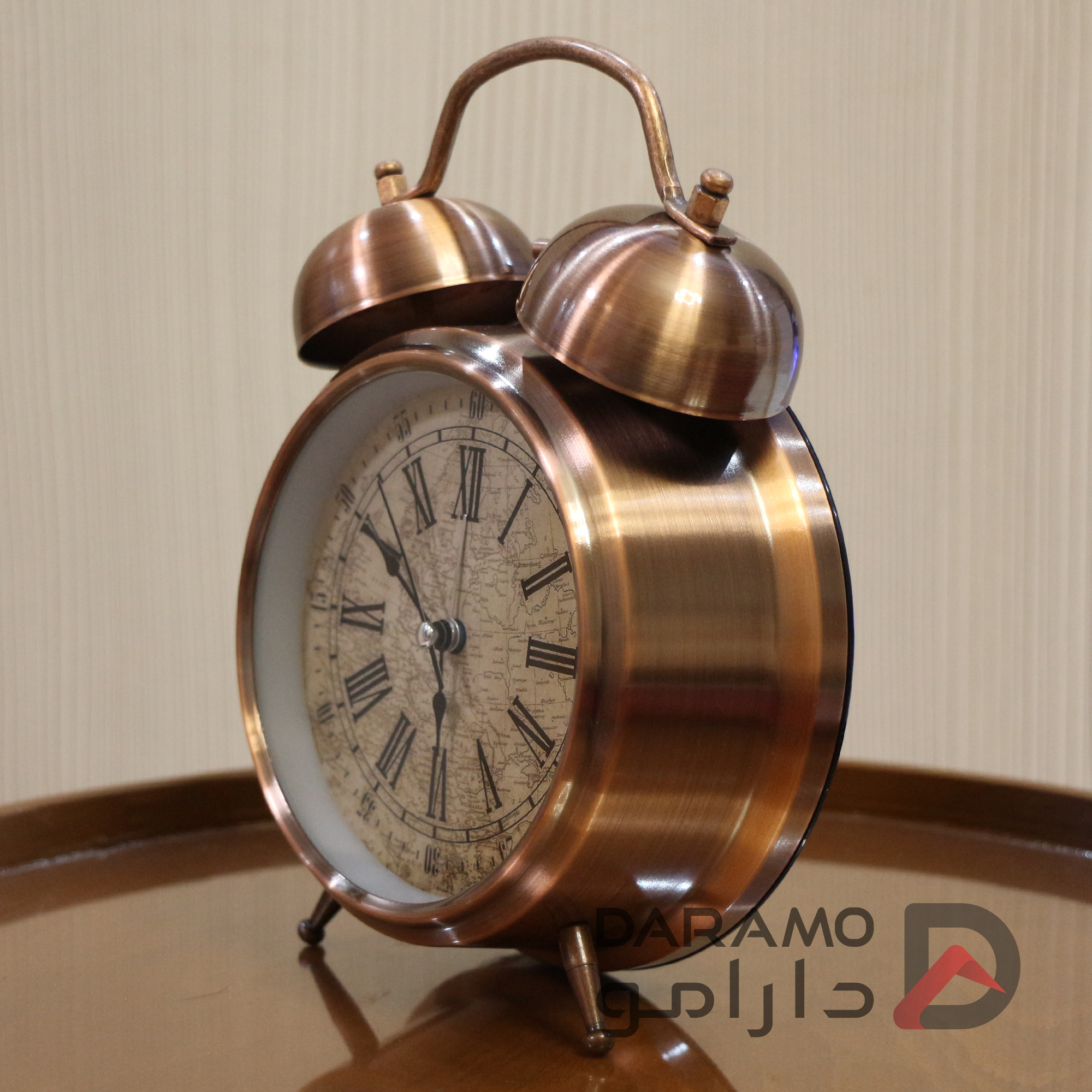 ساعت رومیزی آبکاری زنگ دار برند لاولی رنگ مسی - Image 2